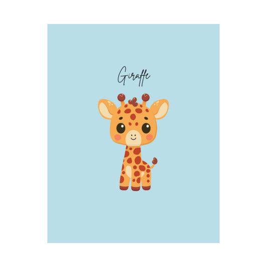 Cute Giraffe Satin Poster, Nursery Decor, Kids Room Wall Art, Baby Shower Gift, Animal Print, Whimsical Home Decor